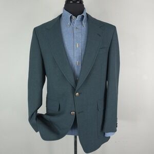 Christian Brooks Blazer Mens 42R Green Two Button Classic Sport Coat Jacket Vtg
